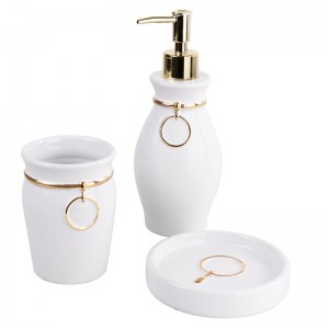 Ceramic Factory Vysoce kvalitní moderní luxusní bílé 3 ks koupelnové sady pro hotely