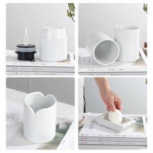 Proveedores de juego de baño de habitación de hotel ODM en forma de V elegante blanco de cerámica de alta calidad de 5 piezas
