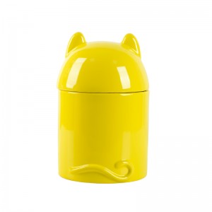 실린더 2 사랑스러운 애완 동물 귀 디자인 세라믹 밀폐 용기 뚜껑이 있는 애완 동물 식품 저장 용기