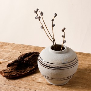 Keramik nga Pabrika nga Dekorasyon sa Balay nga Bulak nga Round Pot nga Serramik nga Vase para sa Art Decor