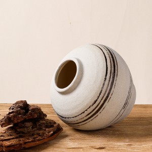 Keramik Pabrik Dekorasi Ngarep Kembang Round Pot Keramik Vas kanggo Art Decor