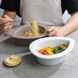 Manifattur magħmul bl-idejn igglejżjat Personalizzat taċ-ċeramika Waterdrop-Shaped Salad Bowl