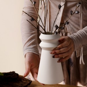 Keramik Pabrik Logo Custom Stoneware Vas Bunga kanggo Dekorasi Ngarep Centerpiece