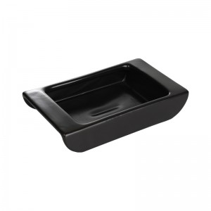 ODM Hochwertiges 5-teiliges Keramik-V-förmiges Kragen-Design, schwarzer Badezimmer-Seifenhalter-Set-Lieferant