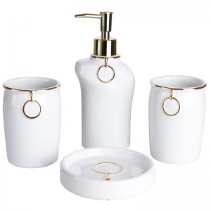 Venda a l'engròs de fàbrica de ceràmica d'alta qualitat en blanc modern de 4 peces de venda calenta conjunt de bany amb accessoris de bany