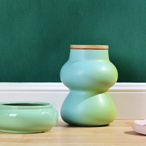 Kitchen Dreamy Colorful Fluid Sealed Jar Set Ceramic Set Tea Sugar Coffee Storage Canisters