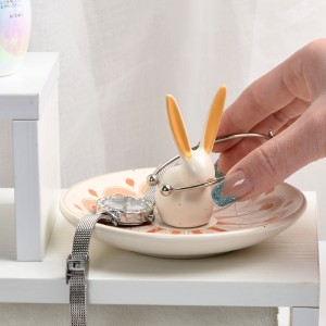 Commerciu à l'ingrossu Decorative Rabbit Shape Ceramic Jewellery Stoneware Ring Dish