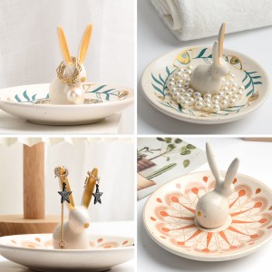 Оптовая торговля декоративными керамическими украшениями в форме кролика, керамическим кольцом