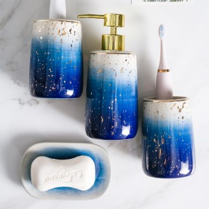 Set da bagno in ceramica con decalcomania all'ingrosso, design cielo stellato, accessori per il bagno