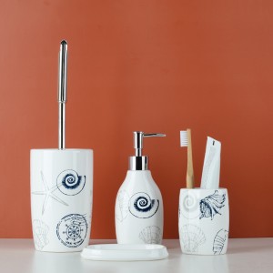 Maßgeschneidertes 4-teiliges, modernes Badezimmer-Zubehör-Set aus Keramik für Waschraum und Dusche