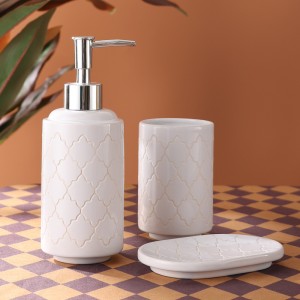 Producent Nowoczesny biały 3-częściowy zestaw ceramicznych akcesoriów łazienkowych