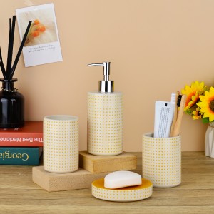 Maßgeschneidertes, modernes, handbemaltes 4-teiliges Keramik-Badezimmer-Accessoires-Set im neuen Design
