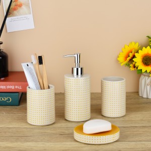 Set de accesorii pentru baie din ceramică, pictat manual, modern personalizat, 4 piese
