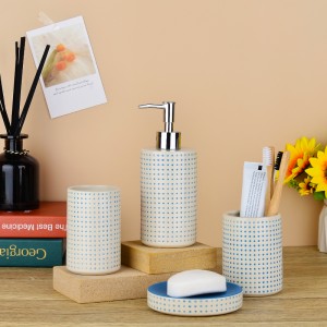 Set di accessori da bagno di nuovo design personalizzato moderno dipinto a mano in ceramica da 4 pezzi