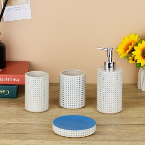 Set di accessori da bagno di nuovo design personalizzato moderno dipinto a mano in ceramica da 4 pezzi