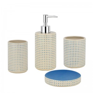 Zakázková moderní ručně malovaná 4dílná keramická sada koupelnových doplňků s novým designem