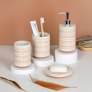 Produto de baño personalizado Conxunto de accesorios de baño de cerámica redondo pintado a man moderno