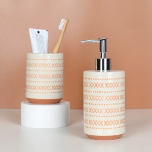 Producto de baño personalizado, conjunto de accesorios de baño de cerámica redondos pintados a mano modernos