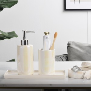Manufacturer Round Shape Pearl Glaze Bath Set Ceramic Home Accessories Kusina Banyo