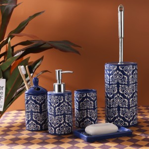 Набор из 5 красочных керамических наборов для ванной комнаты с пескоструйной обработкой для отеля