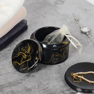 Pakyawan nga hotel White Black Gold Decal Modern Ceramic Accessories 5 ka piraso nga Mga Produkto sa Banyo