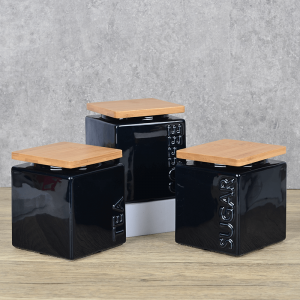 Amazon Top Seller Square Ceramic Set Tea Sugar Coffee Storage Canister Para sa Kitchen Counter
