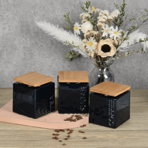 Amazon Top Seller Square Ceramic Set Tea Sugar Coffee Storage Canisters Para sa Kitchen Counter