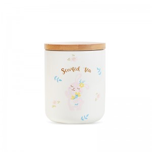 Cute Decal Round Ceramic Tea Sugar Coffee Storage Canister Set Dekorasyon sa Kusina