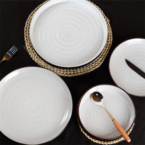 Produsen Modern High Quality ODM Black Stoneware Piring Keramik Stoneware Dinner Tabel Set