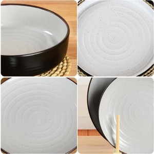 Produsen Modern High Quality ODM Black Stoneware Piring Keramik Stoneware Dinner Tabel Set