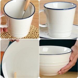 Modernus aukštos kokybės keraminis puodelis puodelio lėkštės indų virtuvės vakarienės rinkinys