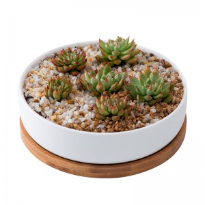 I-Wholesale Round White Ceramic Succulent Plant Pot