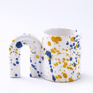 아치 손잡이 디자인 북유럽 개인화된 창조적인 커피잔 주문 로고 세라믹 컵
