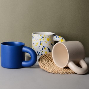 Gamyklinis glazūruotas rankų darbo keramikinis kavos arbatos puodelis