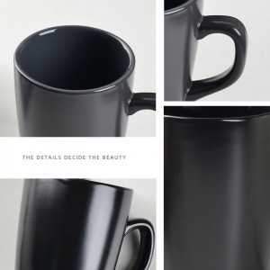Kaca Custom Logo Modern Keramik Ireng lan Putih 12 oz Kopi Mug