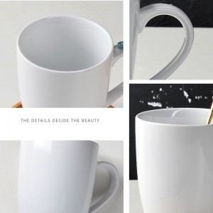 Manufactитештерүче пыяла махсус логотип Керамик кофе тигез ак кружкалар