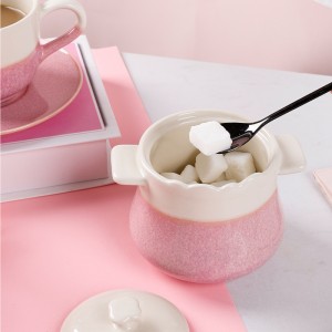 Factaraidh Ceramic Slàn-reic Ùr-nodha Reactive Pink Stoneware Dinnerware Dinnerware Sets