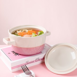 Seramîk Factory Wholesale Modern Reaktîf Pink Stoneware Dinnerware Sets