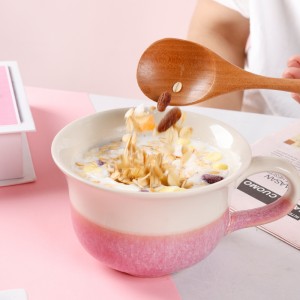 Pabrik Keramik Grosir Modern Reaktif Pink Stoneware Dinnerware Sets