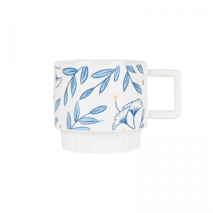Fabrikant Nije Oanpaste Logo Flower Design Ceramic Stacking Coffee Mug