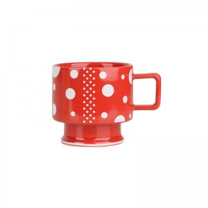 Onye nrụpụta Decal Custom Logo Ceramic Stack Coffee Mug With Rack