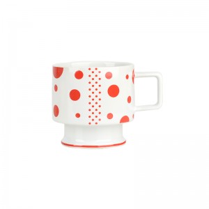Decal ng Manufacturer Custom na Logo Ceramic Stack Coffee Mug na May Rack
