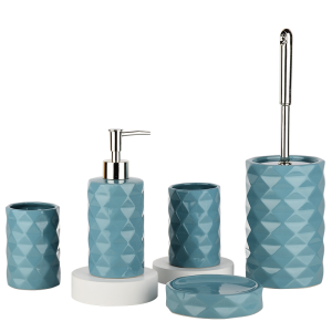 Presyo ng Manufacturer Blue Diamond Modern Design 5 Pieces Ceramic Bathroom Accessory Set