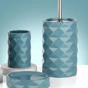 Preço do fabricante Blue Diamond Design moderno 5 peças conjunto de acessórios de banheiro de cerâmica