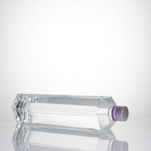 wholesale 1750ml Empty extra flint Hexagonal shaped glass bottle Vodka Rum spirits glass Bottle water Bottle logo customized
