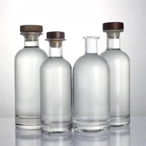 Vodka gin whiskey rum spirits glass bottle with cork cap