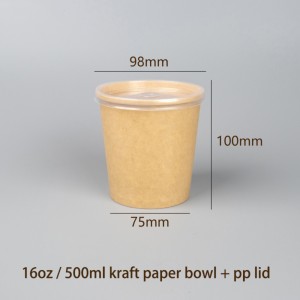 Vienkartinis maisto indas Kraft popierinis sriubos dubenys sriubos puodeliai