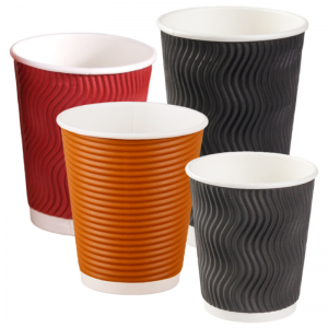 כוסות נייר קפה גלי חד פעמיות עם מכסים