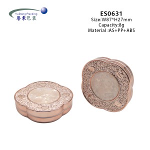 Yudong-dezajna patento nova kvarfolia trifolio-formo kompakta pulvorujo luksa roza ora gazeta pulvorujo