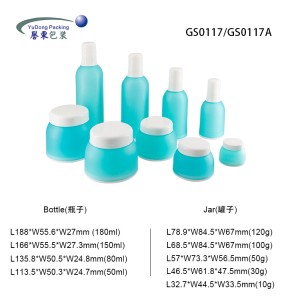 Set di contenitori verdi per a cura di a pelle per imballaggi cosmetici, bottiglia di plastica